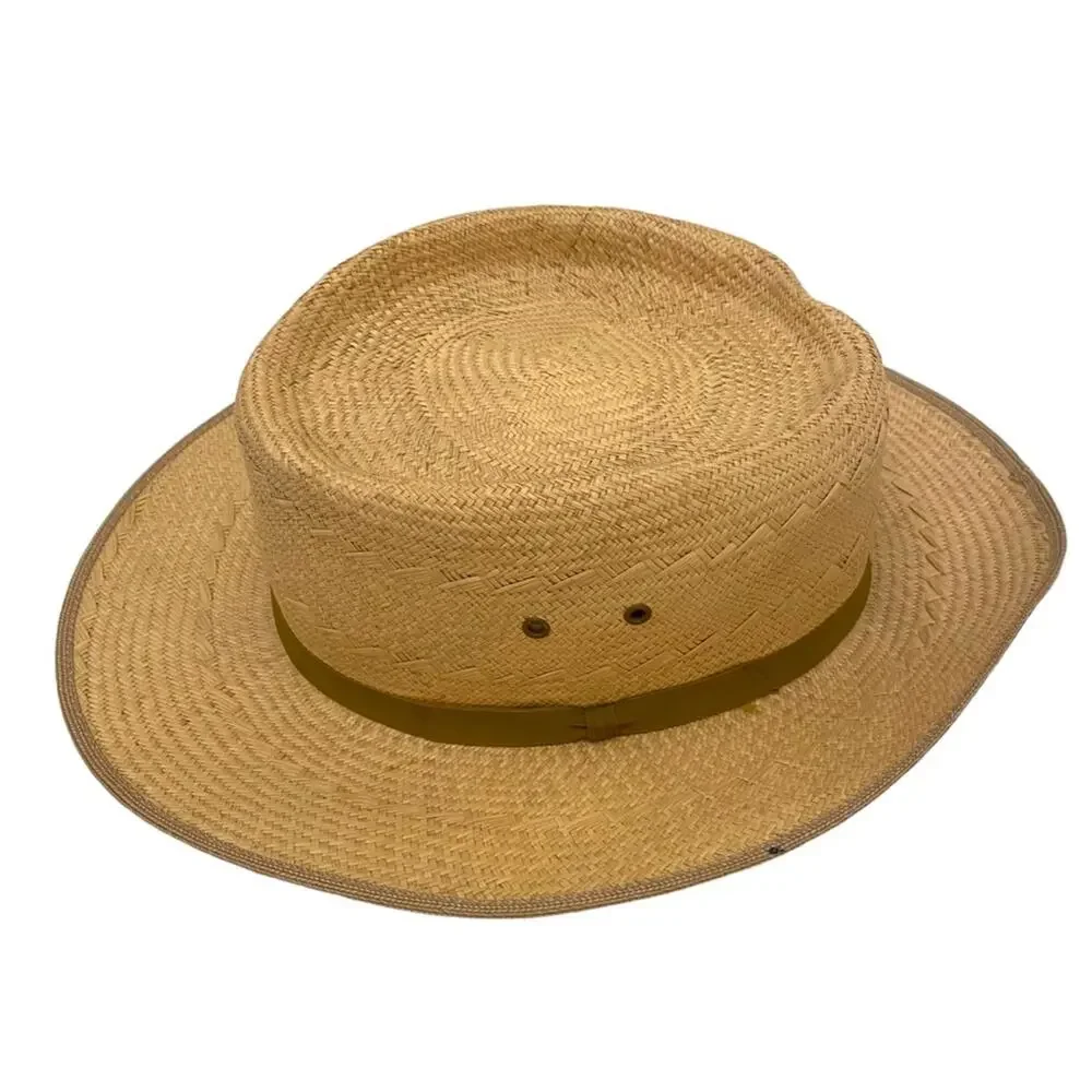 Puerto Fino Colombian Straw Hat Size 7 1/2 Tan Fedora